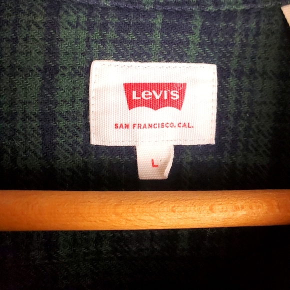 Men's Levi's Red Tag Flannel shirt. Blue Green plaid. LG - Picture 4 of 12